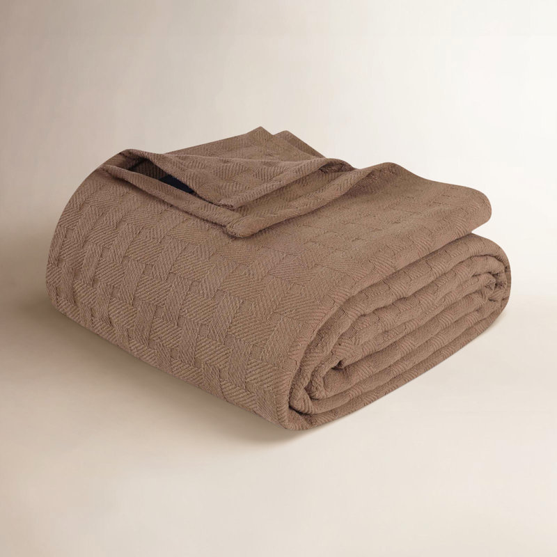 Bertie Cotton Throw Blanket, Taupe, King