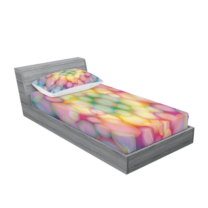 Ensemble de draps abstraits en boules circulaires, Ensemble de draps pour lit simple TG avec drap-hou