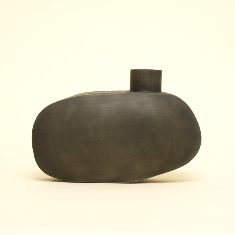 Steel Floor Vase, Black, overall height- 13"