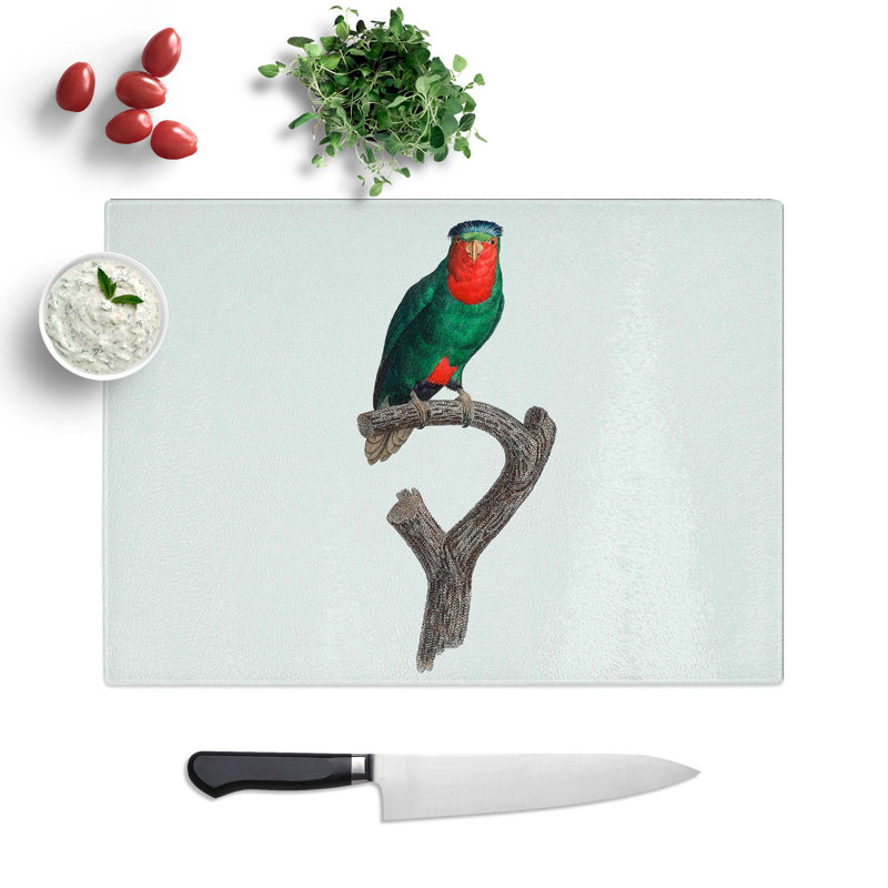 Tempered Glass Blue-Crowned Lorikeet Chopping Board, 39 cm W x 28.5 cm L