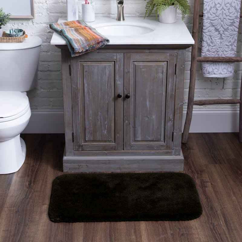 Tapis pour salle de bain en nylon touffeté à la machine Gaerwn, Noir, L 20 po x L 34 po