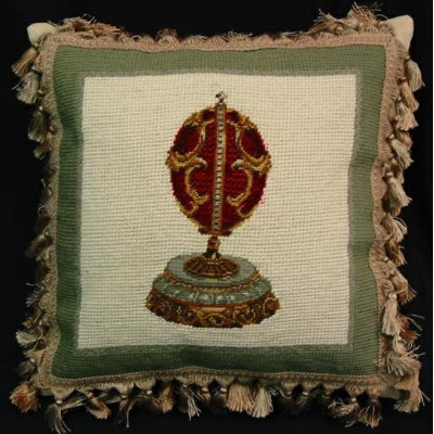 Red Faberge Egg Easter Needlepoint/Petit Point Pillow