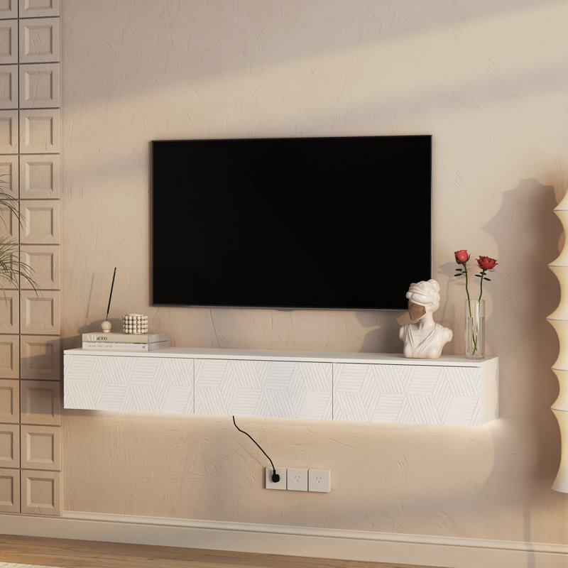 Meuble télé flottant avec 16 couleurs DEL, meuble télé moderne