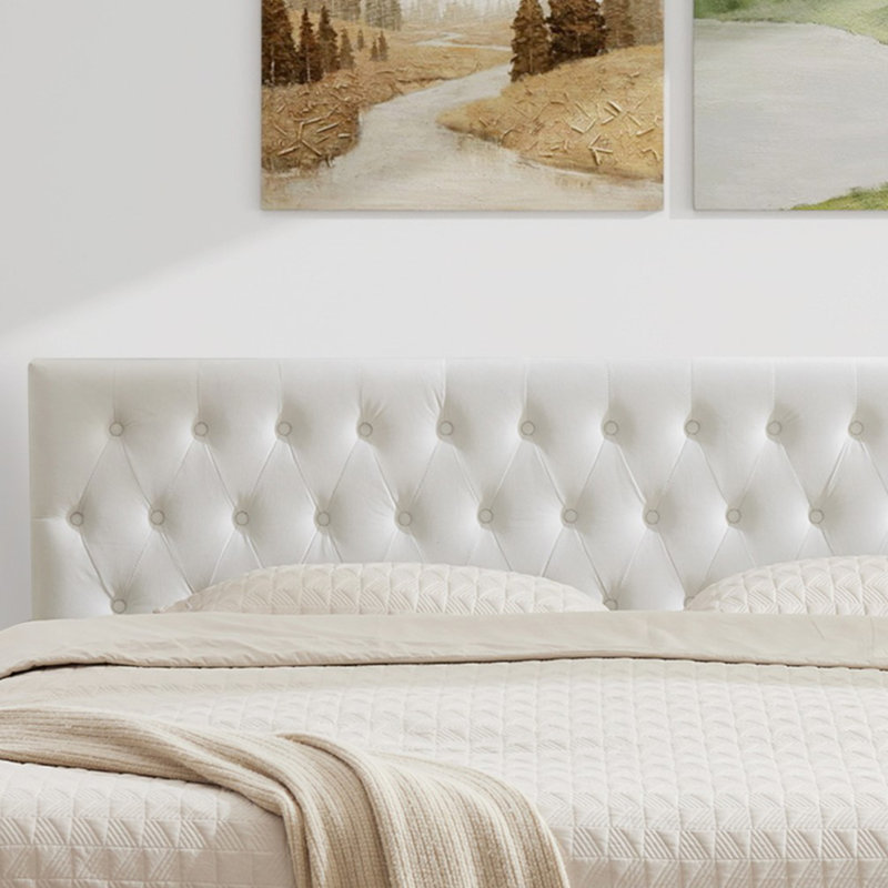 Tête de lit tapissier Aveigha, Double, Velours blanc