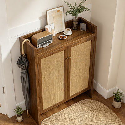 Range-chaussures avec rangement à 6 niveaux, armoire de rangement autoportante en bois avec tablettes réglables, étagère à chaussures style maison de campagne bohémienne pour le couloir, le salon et le placard