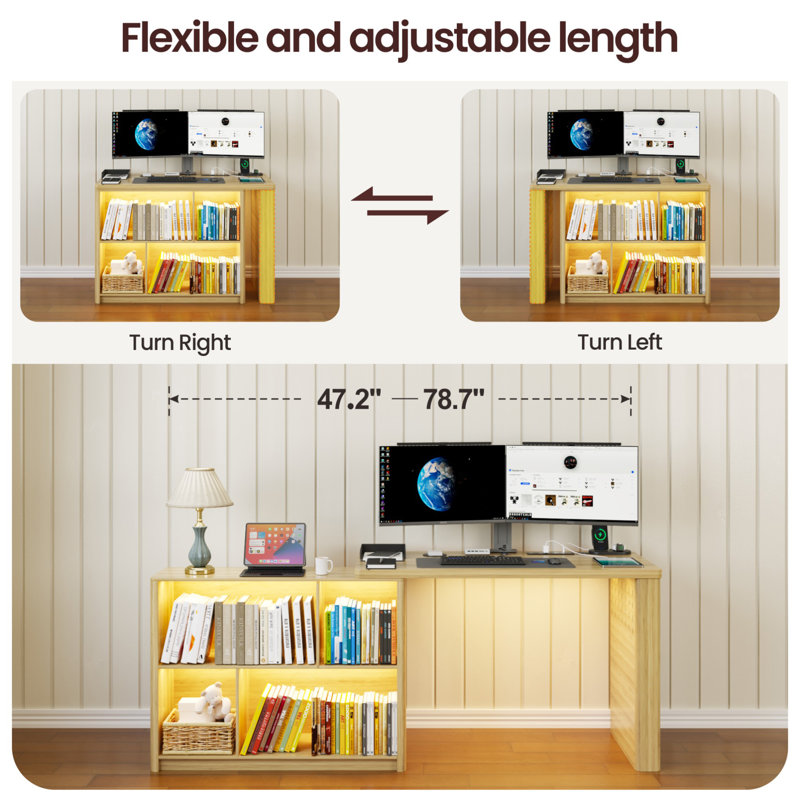 L-Shaped MDF Computer Desk, Natural Oak