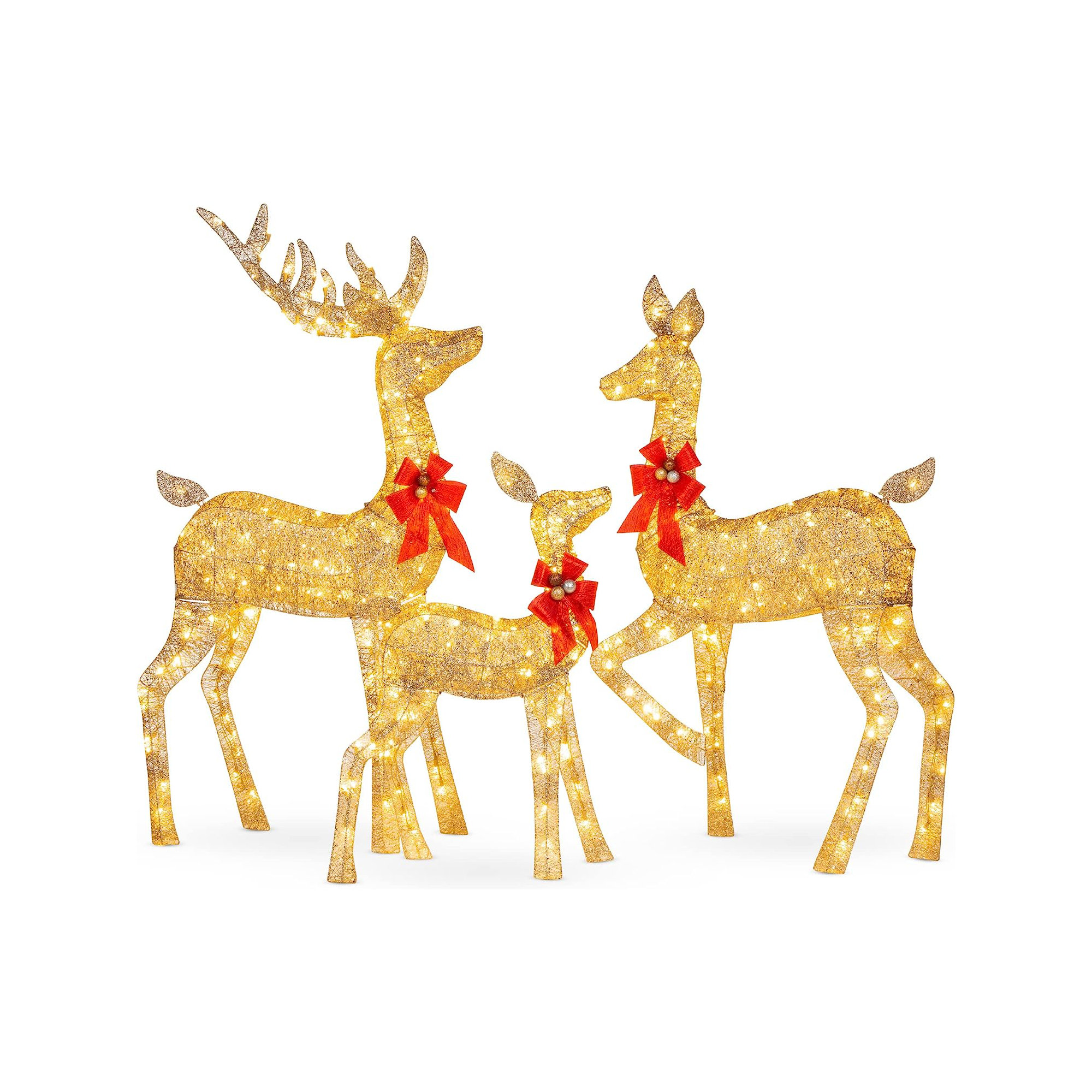 LED Lighted Reindeer Family Set , Gold