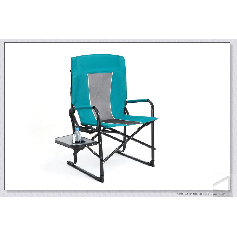 Chaise pliante portative surdimensionnée robuste avec table d'appoint et poche pour les aventures en plein air, la plage, la pêche et les pique-niques