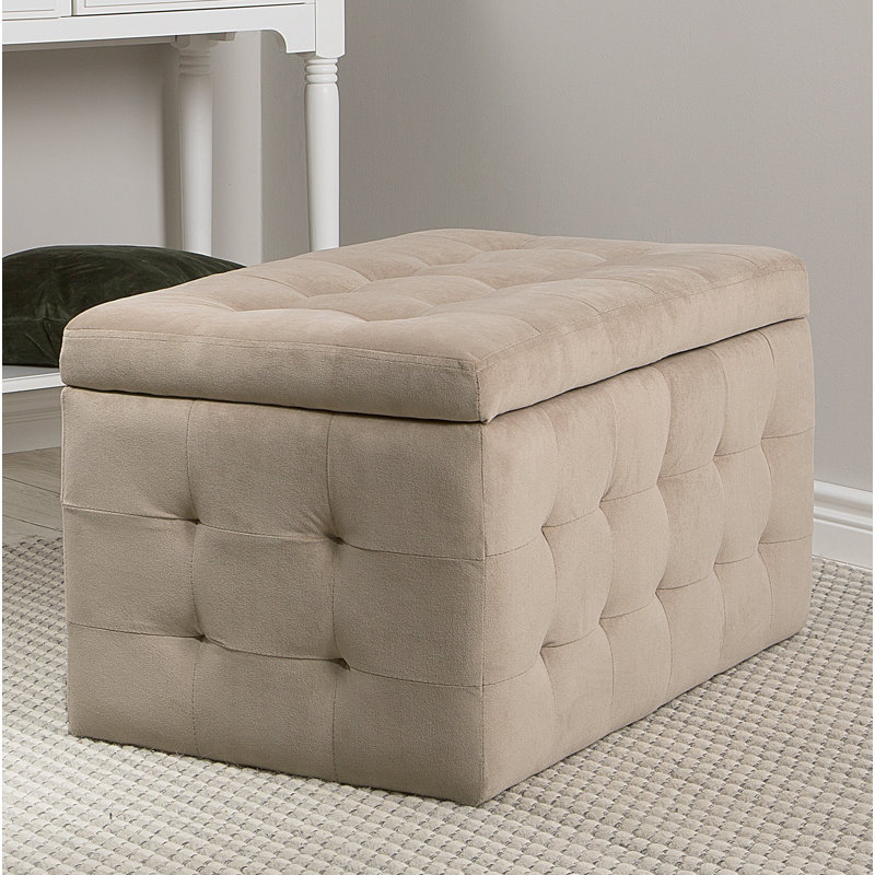 Eldredge 72cm Wide Velvet Tufted Rectangle Solid Colour Ottoman with Storage, Light Brown