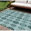 Tapis intérieur / extérieur 8 pi x 10 pi bleu sarcelle turquoise et gris anthracite lavable marocain