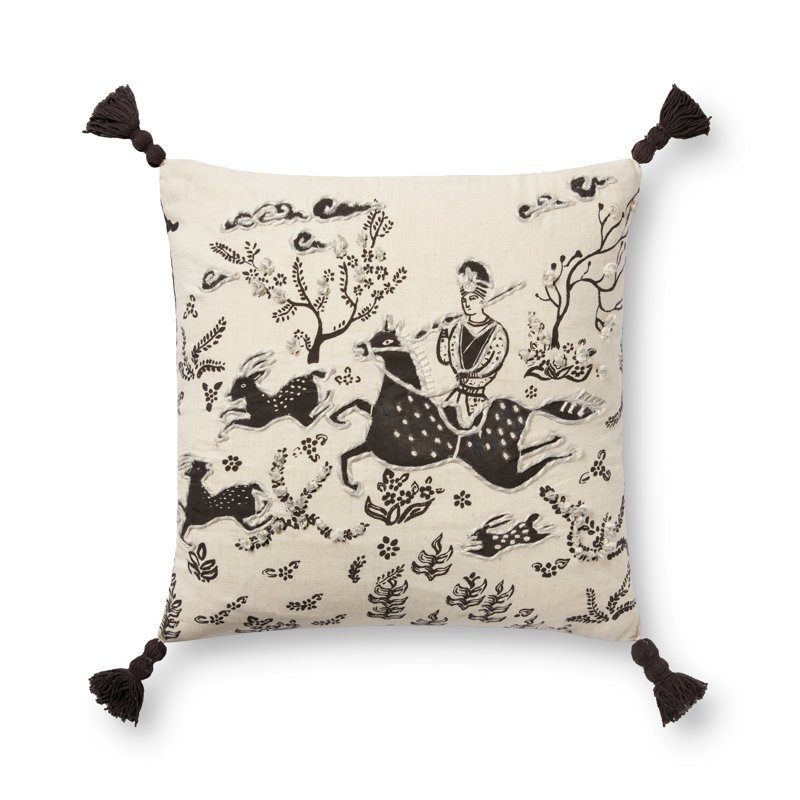  PLL0025 Ivoire / Noir 18 po x 18 po Housse seulement, Pas de bourre