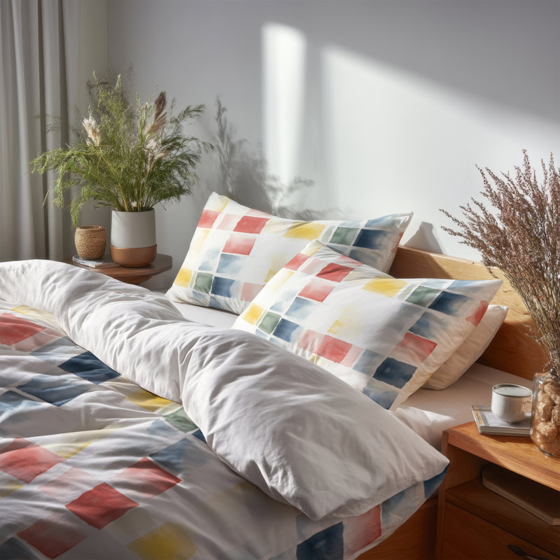 Ensemble de literie 3 pièces French Country - Housse de couette et coussin décoratif jaune