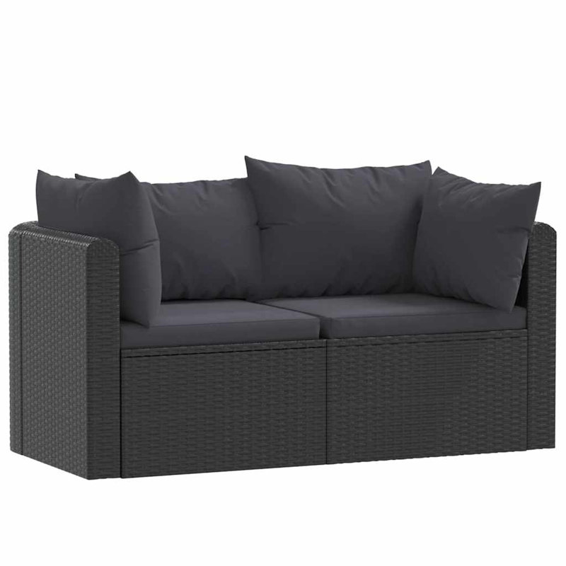 Ensemble de canapé d'extérieur modulaire en rotin de polyuréthane noir