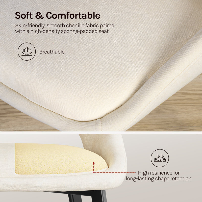 49cm H Upholstered Metal Accent, Beige