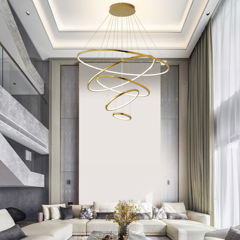 Luminaire suspendu haut de gamme moderne à 5 anneaux Bariah