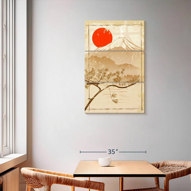 Soleil rouge, mont Fuji