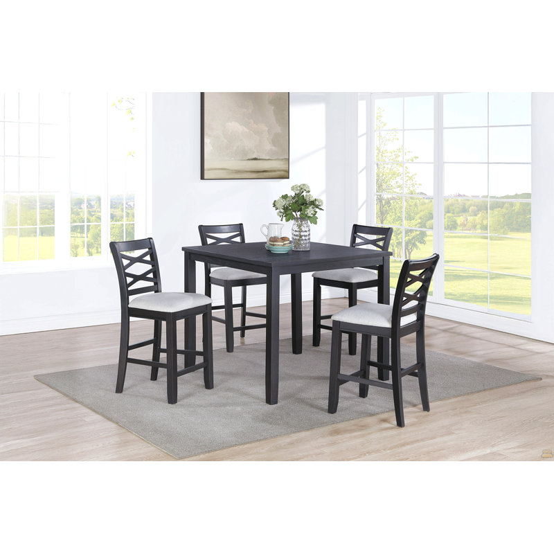 Table 5 pièces à hauteur de comptoir gris anthracite