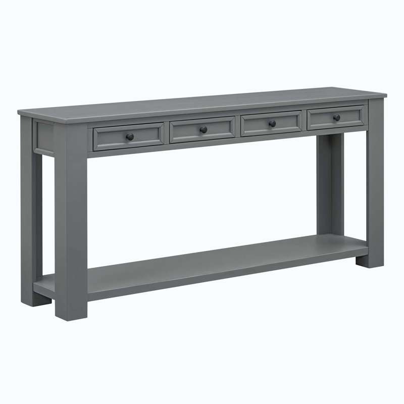 3-Drawers Storage  Console Table with Bottom Shelf for Entryway Hallway, Tan