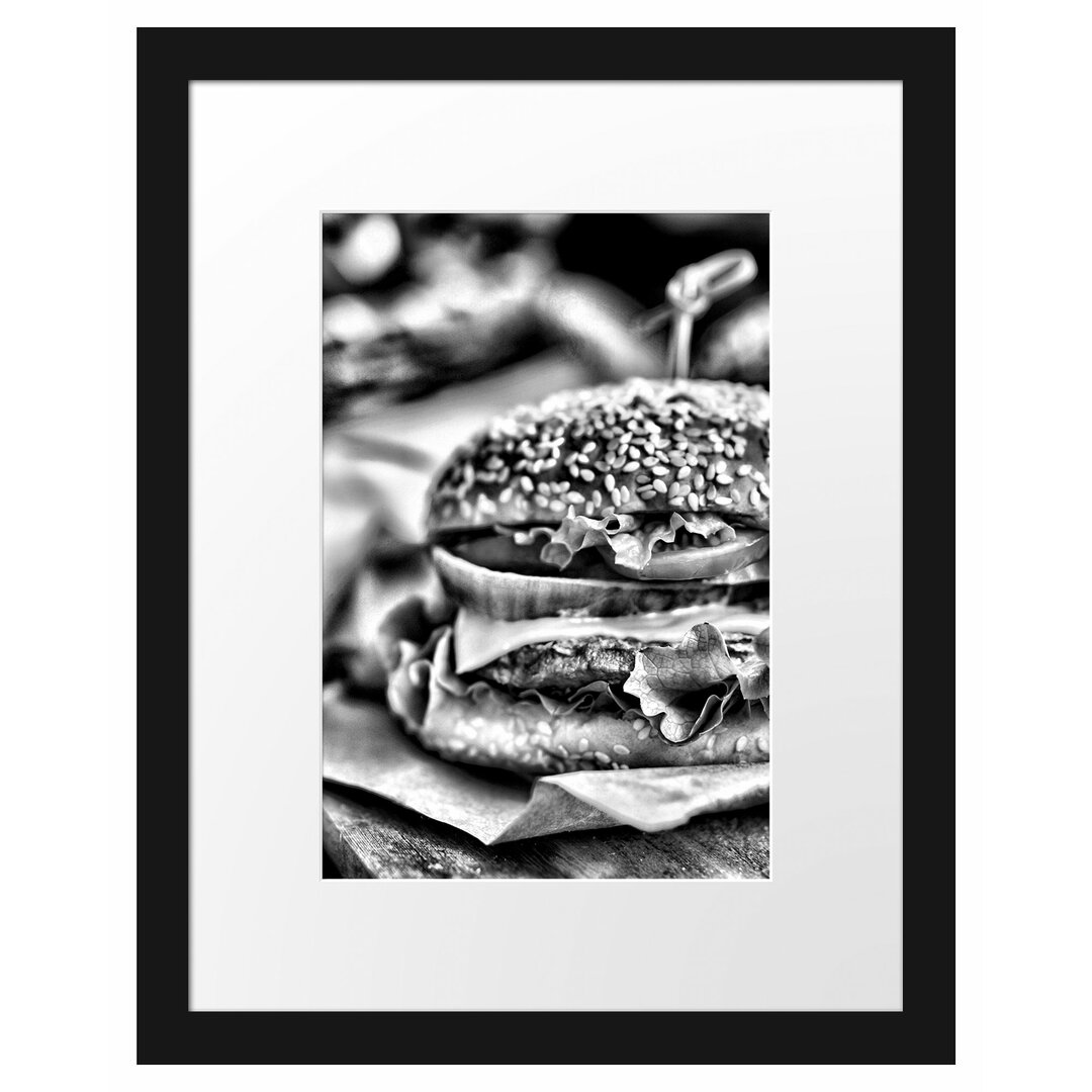 Gerahmtes Poster Burger und Pommes