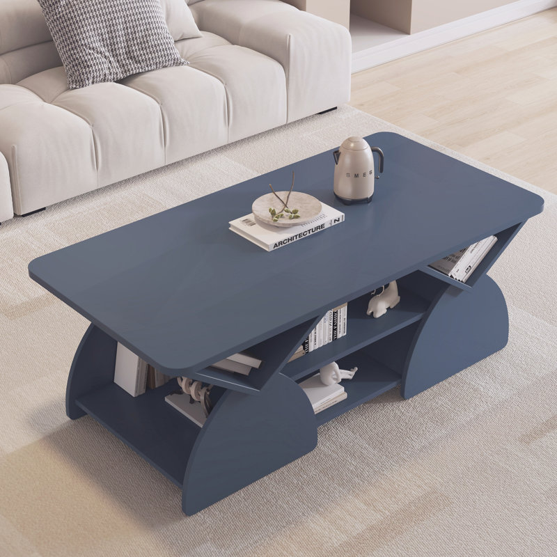 Table basse moderne avec rangement Mid-Century, Bleu