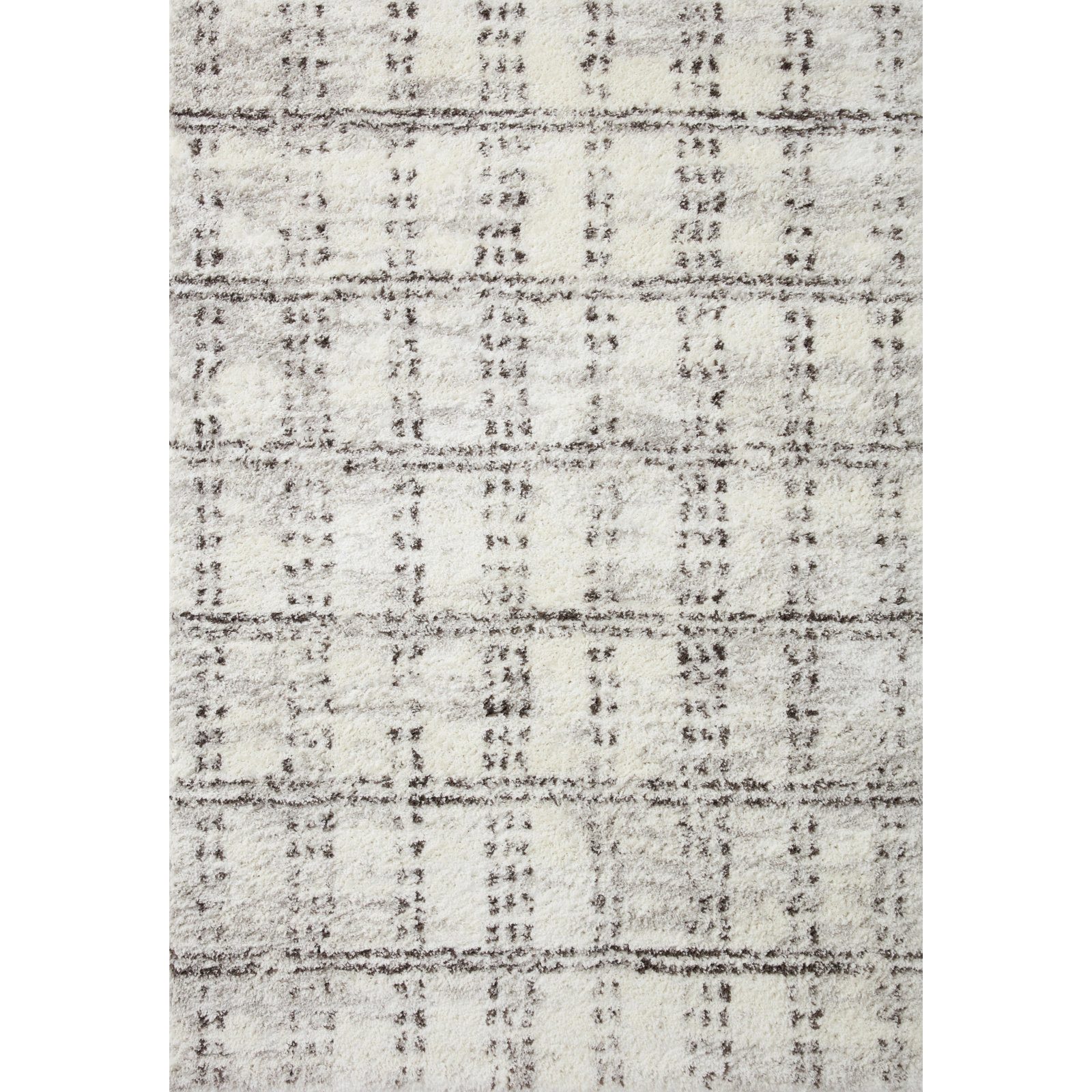 Cream Grey Shag Rug, Square 18"