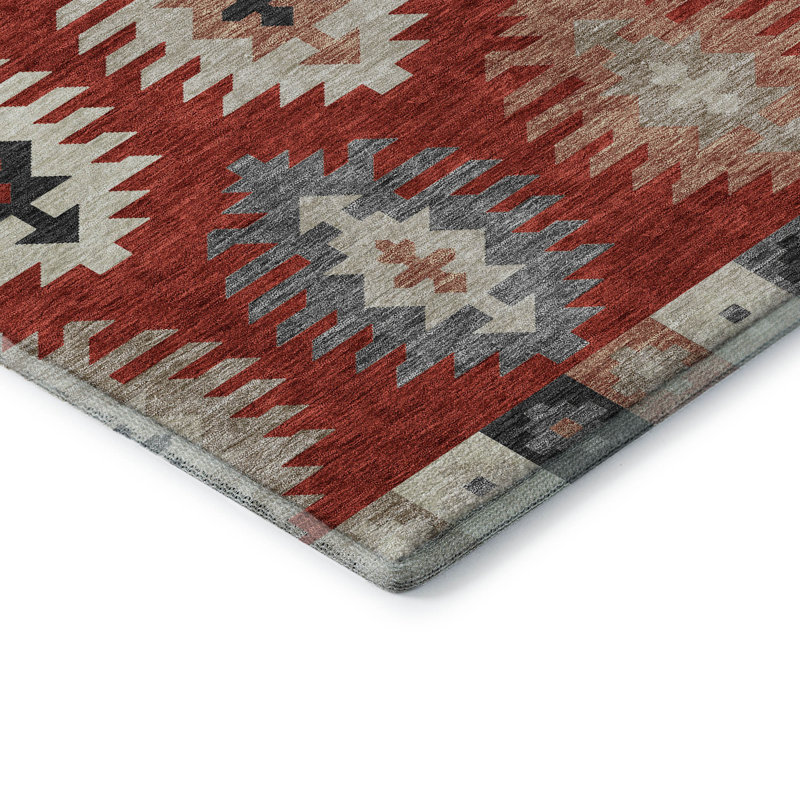 Premium Machine Washable Prisco Red Rug, Runner 2'3" x 7'6"