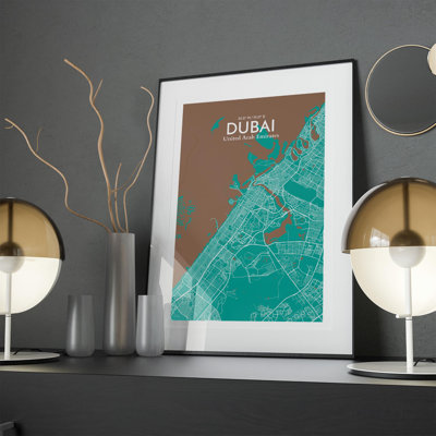 Dubai City Map in Nature 1 Piece Wall Art