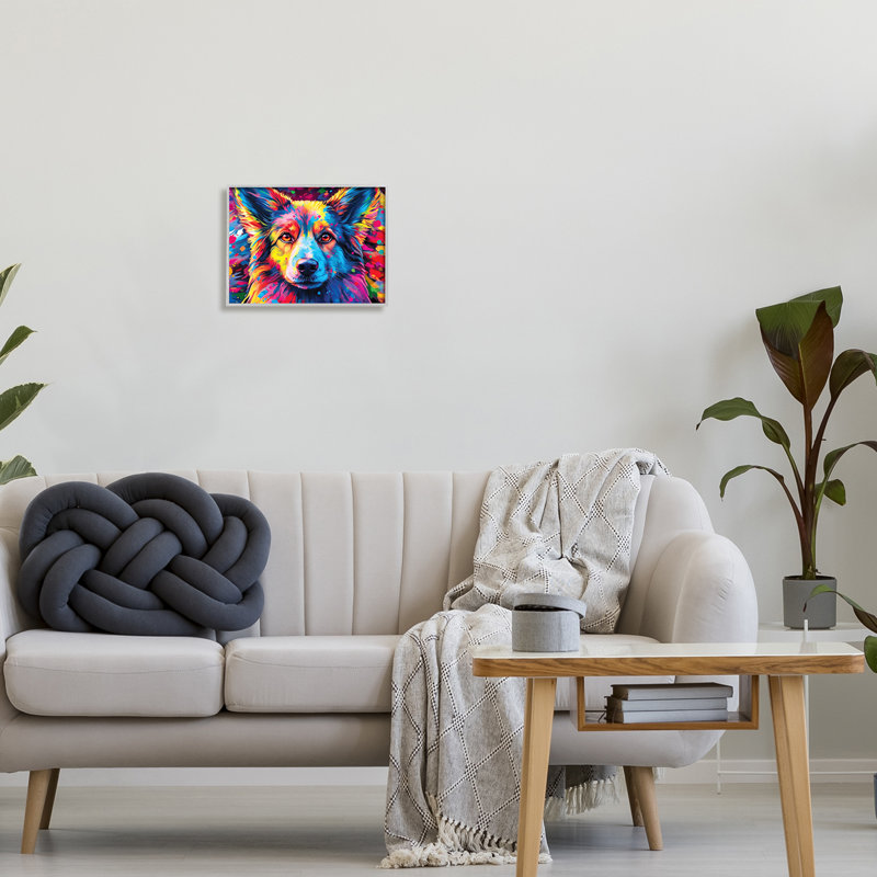«Dog with Vivid Paint Splash» par Image World, reproduction d'art sur toile, Estampe numérique Farmhouse