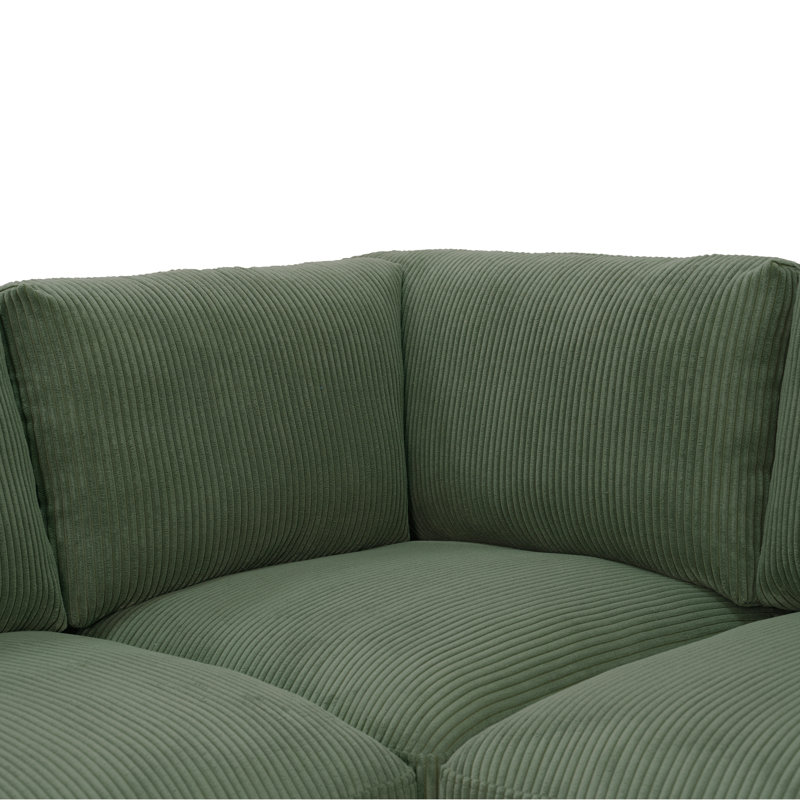 Corduroy Reversible Modular Sectional, 33" H x 98" W x 126.5" D, Dark Green Corduroy