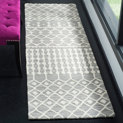 Jeannine Handwoven Flatweave Wool Dark Grey/Ivory Geometric Area Rug