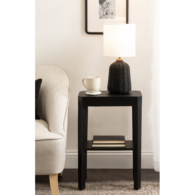 Wylla Modern Rattan Bedside Table Lamp, Black