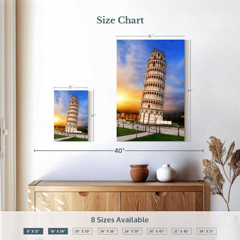 Lilie Tower Of Pisa At Sunset, 12" H x 8" W