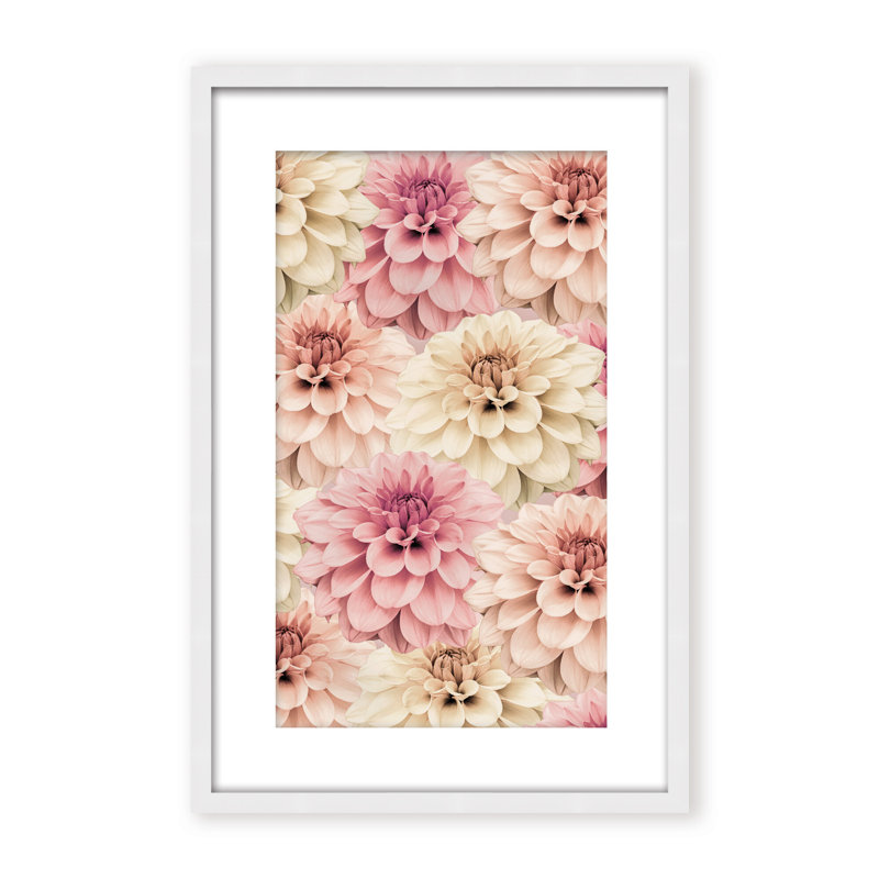 Nature Inspired Dahlia by  - Picture Frame Graphic Art on Paper, 24" H x 16" W x 1.125" D, Framed Matted Print, Beige