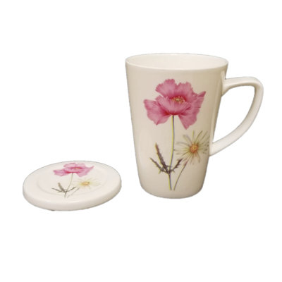Motif de fleurs et de marguerites roses avec couvercle