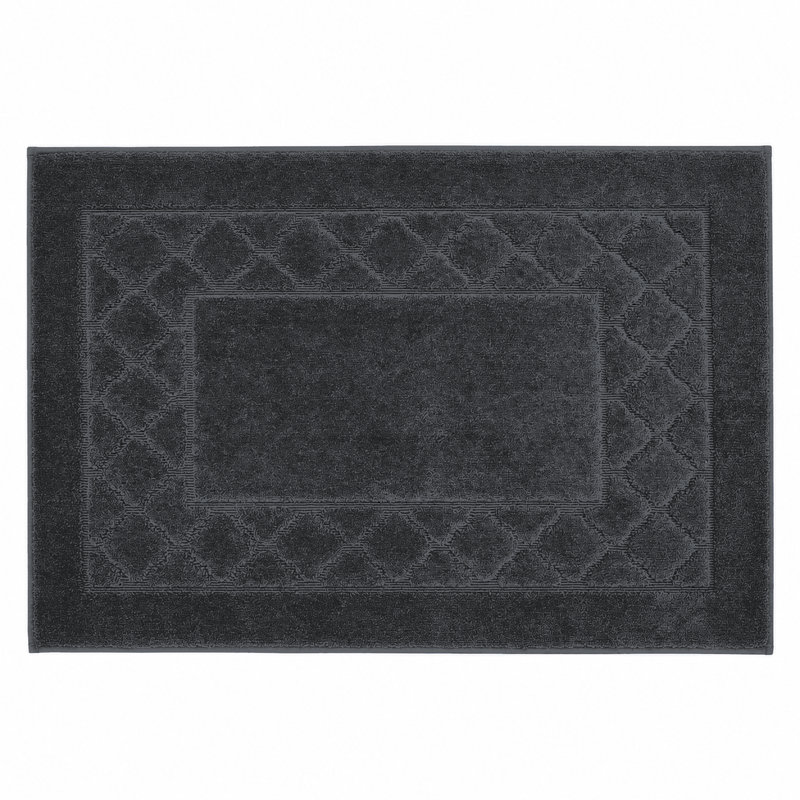 Tapis d'entrée géométrique lavable avec envers antidérapant, Gris foncé, L 24 po x L 36 po