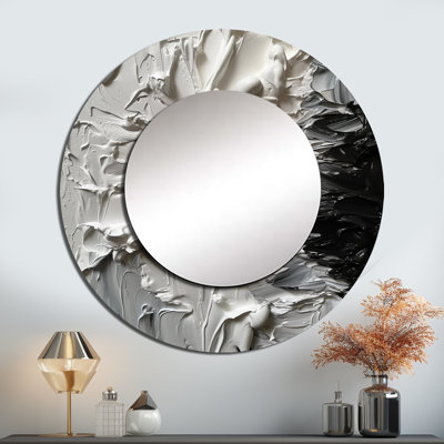 Procopio blanc et noir Tranquility Unleashed V - miroir en marbre, miroir mural décoratif rond blanc, impression d'art en métal