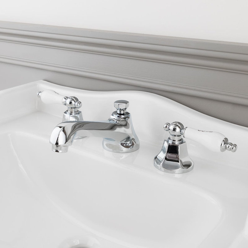 Deco Widespread Bathroom Sink Faucet - Metal Lever Handles - Chrome, Chrome
