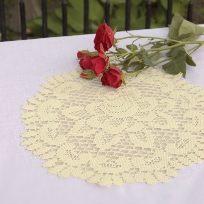 Fausto Polyester Floral Round Doily