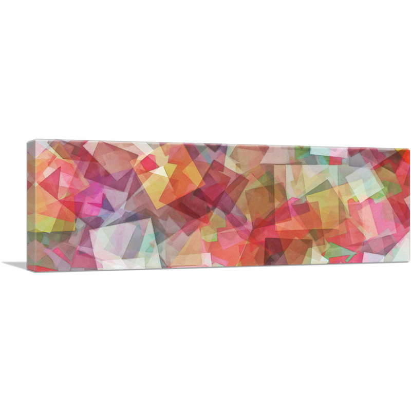 Rose, jaune, vert, rouge, moderne, reproduction d'art graphique sur toile tendue, H 16 po x l 48 po x 1,5 po