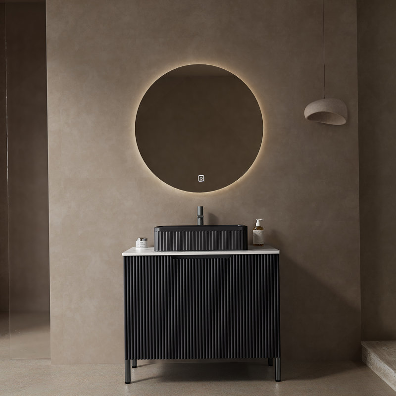 Meuble-lavabo autoportant avec lavabo, armoire de rangement offrant un lavabo de haute qualité et comptoir robuste pour la salle de bain.