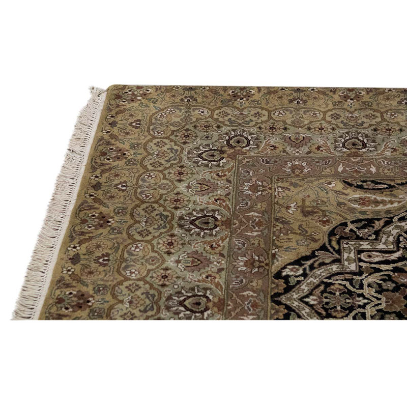 Tapis oriental brun / noir / beige en laine tissé à la main 9 pi 2 po x 12 pi 1 po Oriental