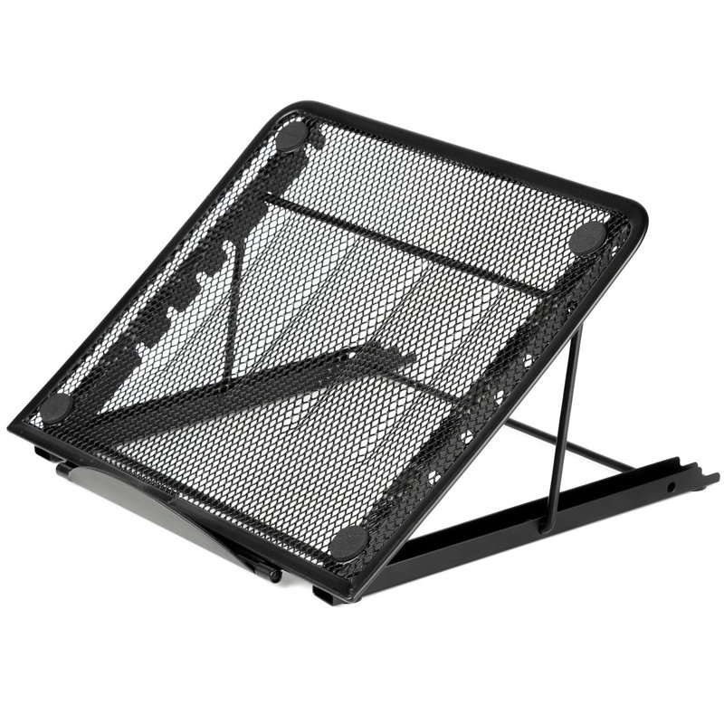Black Aluminum Mesh Adjustable Desktop Stand for Laptop and Tablet