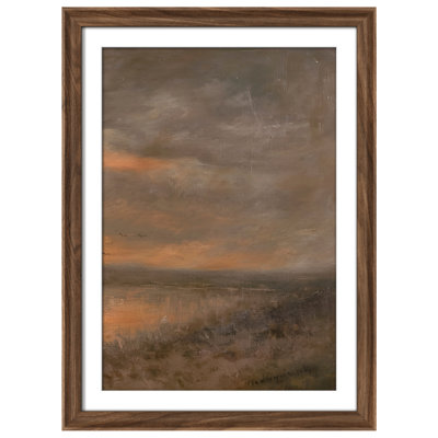 Art mural vintage rétro encadré pour chambre à coucher - 26 po x 36 po brun avec mat blanc