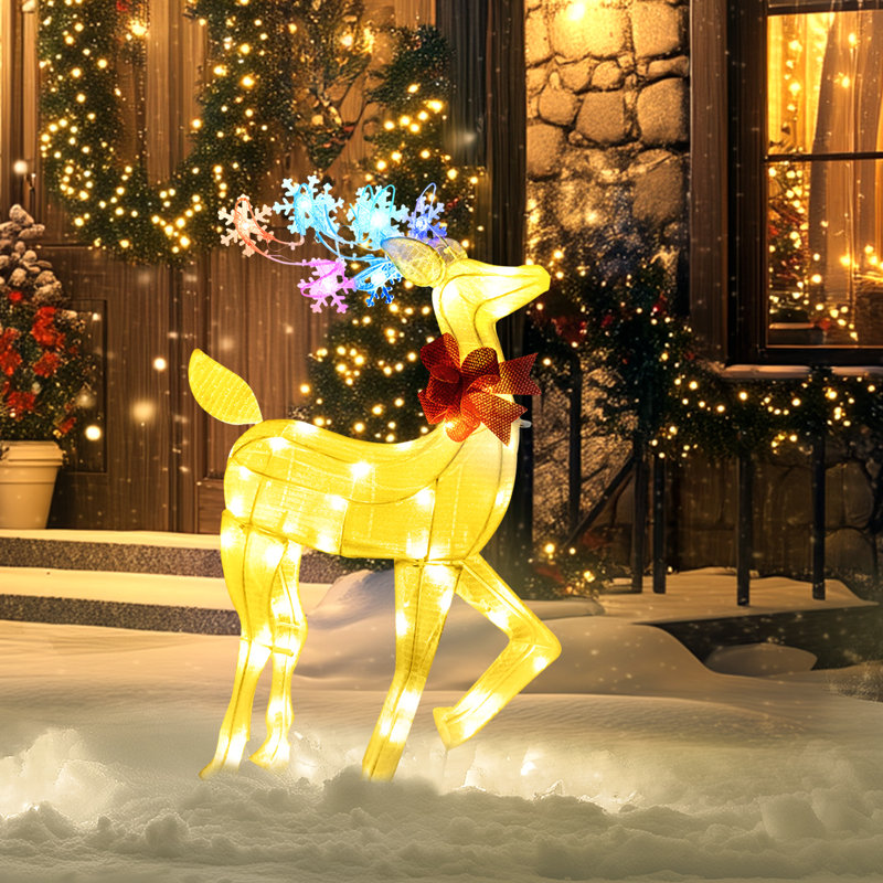 Décoration de Noël illuminée renne avec 61 lumières DEL blanches