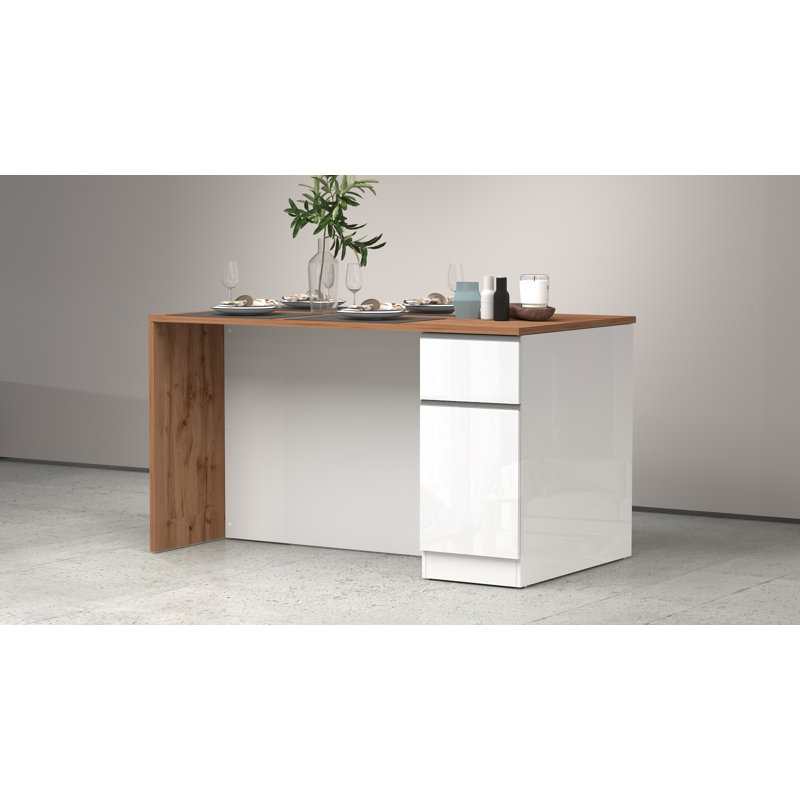 Caymitte Wood Kitchen Island, White/Oak