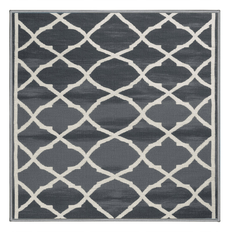 Tapis gris en treillis lavable à la machine, Carré 3 pi