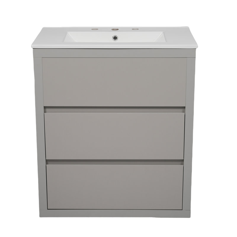 Meuble-lavabo en bois 30 po avec lavabo en céramique, Vert