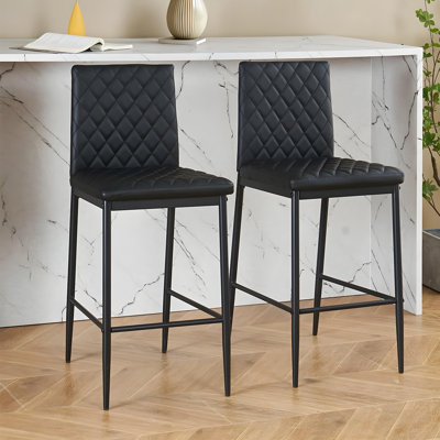 Upholstered Counter Stool with Metal Frame
