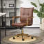 Chaise de travail en cuir Dareece avec accoudoirs rembourrés-72061606