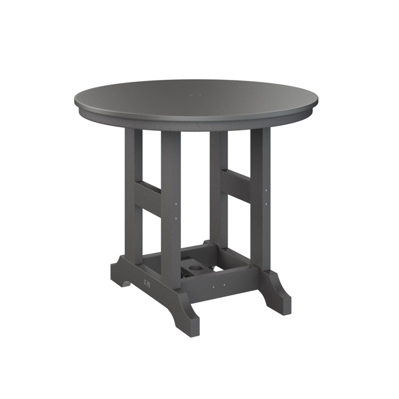 Garden Classic Outdoor Round Dining Table, Smoke Gray, 30.87" H x 38" W x 38" D, Hammered Top Stainless
